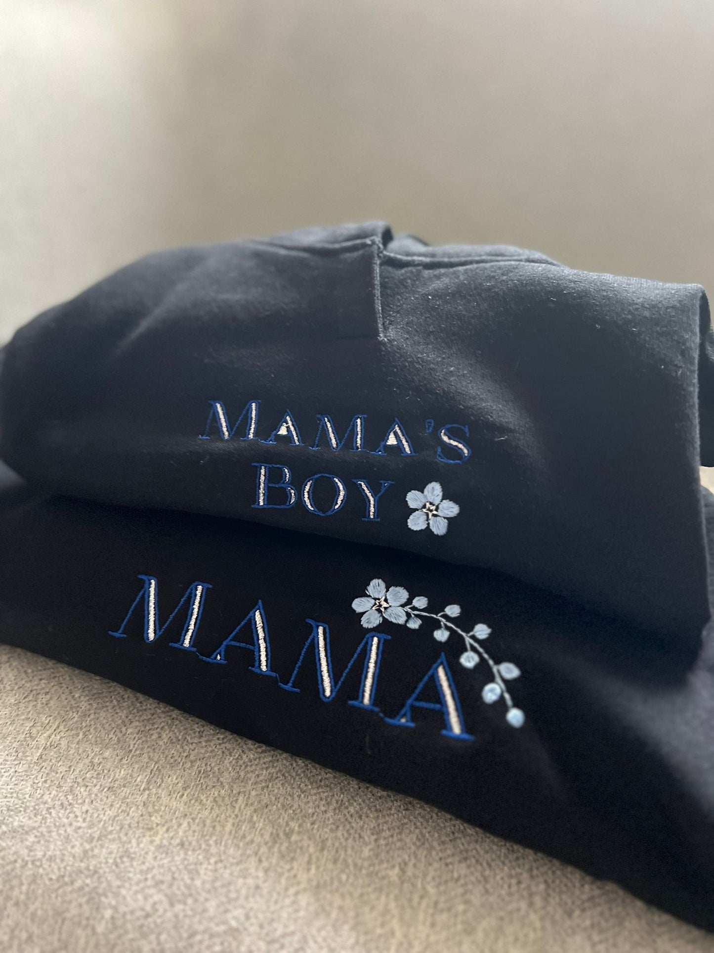 'Mama' and 'Mama's Boy' Embroidered set