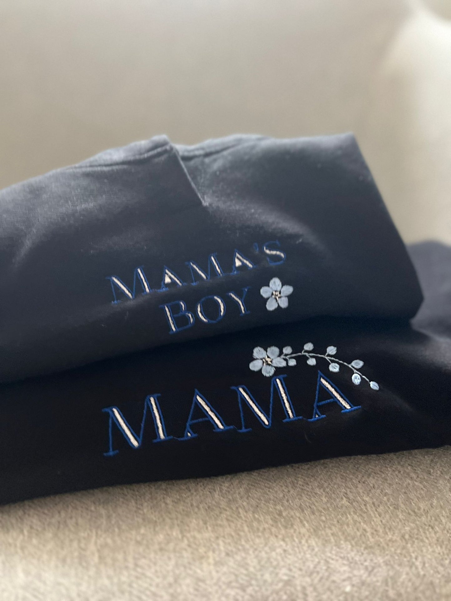 'Mama' and 'Mama's Boy' Embroidered set