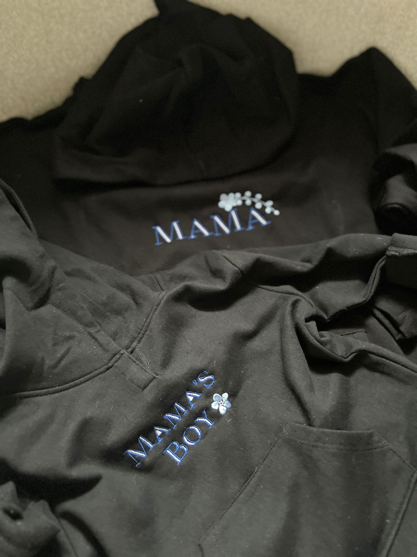 'Mama' and 'Mama's Boy' Embroidered set